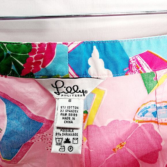 Vintage Lilly Pulitzer White Label Cruise Away Vacation Cropped Pants Size 6 - Picture 9 of 10